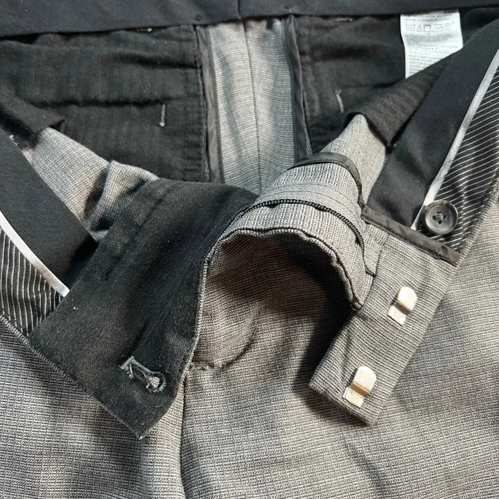 Banana Republic Mens Slim Fit Grey Textured Dress Pants 32x32 Stretch‎ Trousers